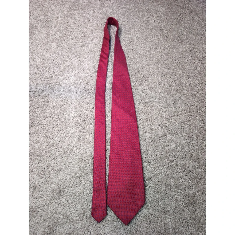 Oscar de la Renta Mens Red Blue Geometric‎ Diamond Silk Necktie 57x3.75